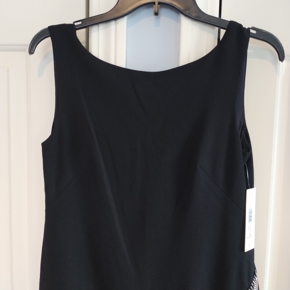Eliza J Black Sheath Dress with Rhinestone Fringe 2 - Picture 7 of 12